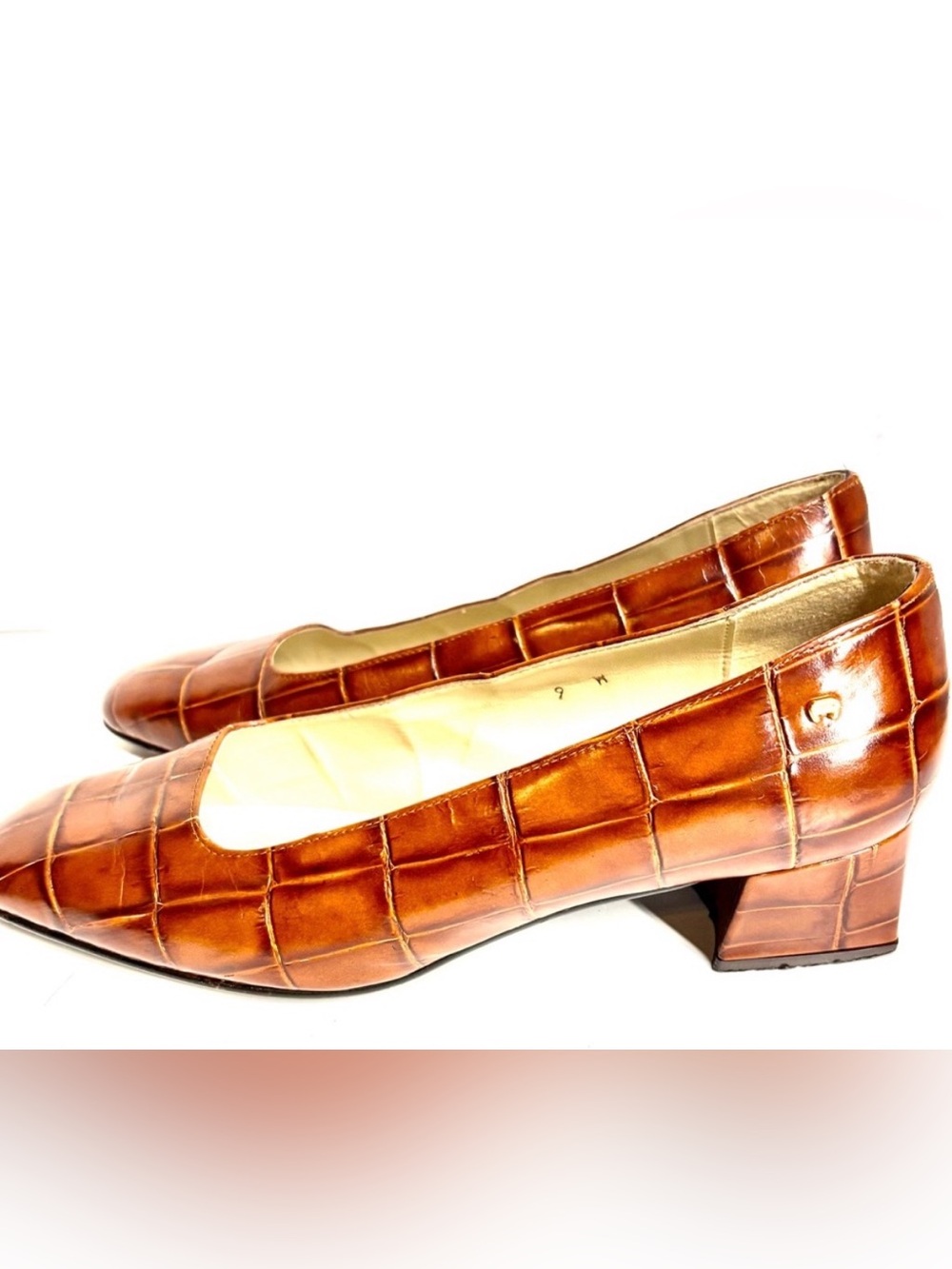 Etienne Aigner Womens Vintage Astoria Brown Crocodile Leather Print Block
Heels - Picture 4 of 10